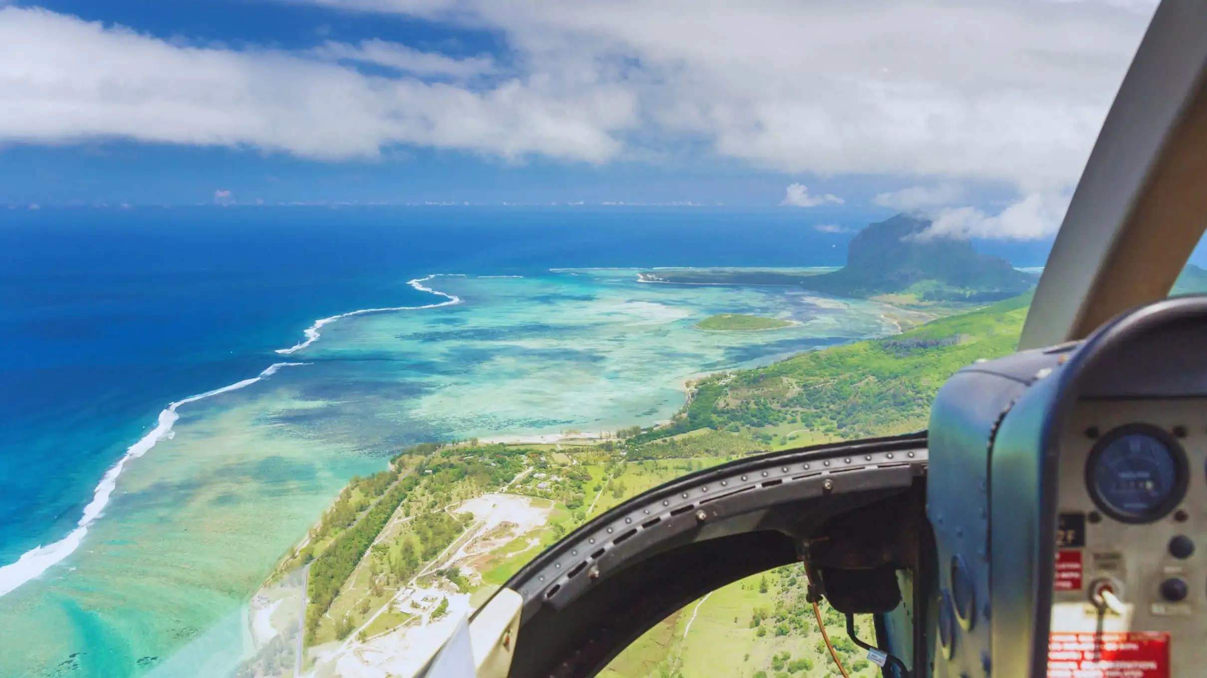 Breathtaking aerial view of Mauritius coastline